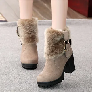 Lynne's Square Heel Winter Boots – Khaki