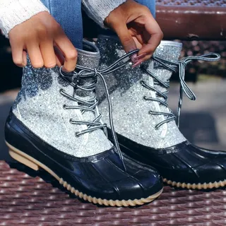 Sequin Boots For Women – Sliver