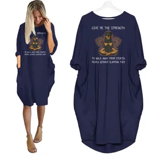 Rottweiler Print Pocket Dress Funny Saying For Dog Lovers – Blue