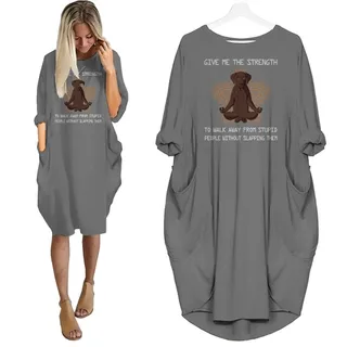 Labrador Retriever Print Pocket Dress Funny Saying For Dog Lovers – Grey