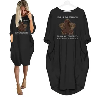 Labrador Retriever Print Pocket Dress Funny Saying For Dog Lovers – Black