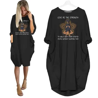 Doberman Pinscher Print Pocket Dress Funny Saying – Black