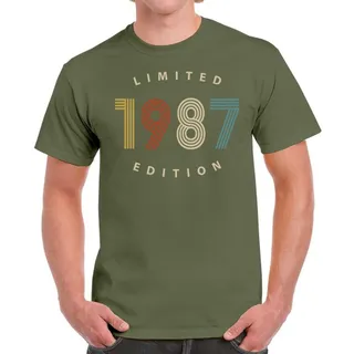 Limited Edition 1987 Birthday T-Shirt For Men Women – Military Green
