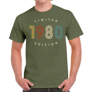 Limited Edition 1980 Birthday T-Shirt For Men Women – Military Green
