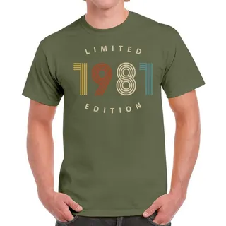 Limited Edition 1981 Birthday T-Shirt For Men Women – Military Green