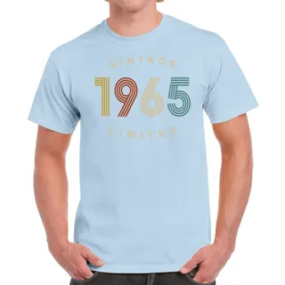 Vintage Limited 1965 Birthday T-Shirt For Men Women – Light Blue