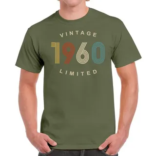 Vintage Limited 1960 Birthday T-Shirt For Men Women – Military Green