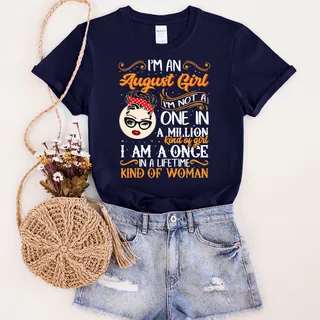 I'm An August  Girl Birthday T-Shirt – Navy