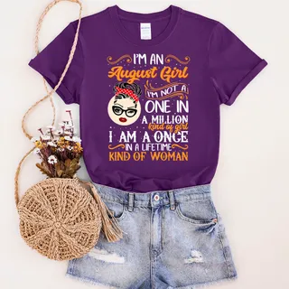 I'm An August  Girl Birthday T-Shirt – Purple