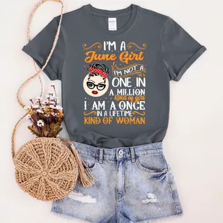 I'm A June  Girl Birthday T-Shirt – Dark Heather