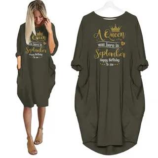 I'm September Queen Birthday Pocket Dress – Green