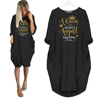 I'm August Queen Birthday Pocket Dress – Black