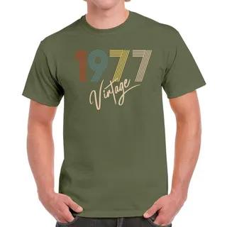 Limited Vintage 1977 Birthday T-Shirt For Men Women – Military Green