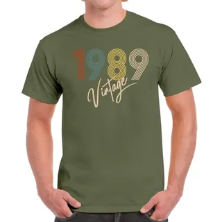 Limited Vintage 1989 Birthday T-Shirt For Men Women – Military Green