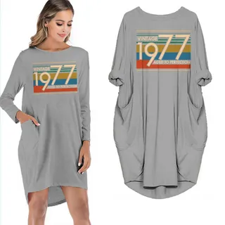VINTAGE 1977 AGED TO PERFECTION POCKET DRESS – Grey