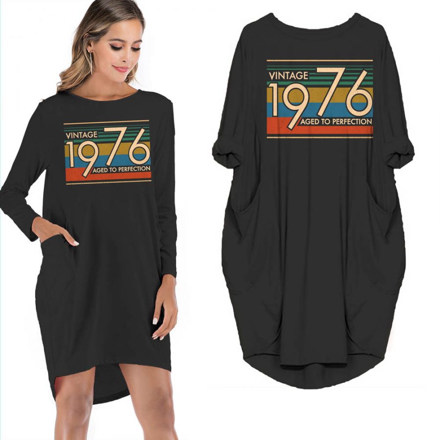 Birthday Outfits Vintage 1976 Aged To Perfection Pocket Dress - variant image 1
