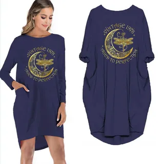 Dragonfly Vintage 1978 Limited Edition Pocket Dress – Blue
