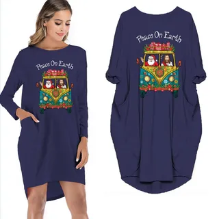 Peace On Earth Limited Edition Pocket Dress Hippie Clothes – Blue