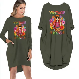 Birthday Outfits Lady Vintage 1976 Limited Edition Pocket Dress – Green