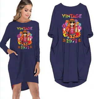 Birthday Outfits Lady Vintage 1971 Limited Edition Pocket Dress – Blue