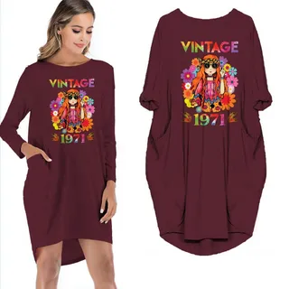Birthday Outfits Lady Vintage 1971 Limited Edition Pocket Dress – Red