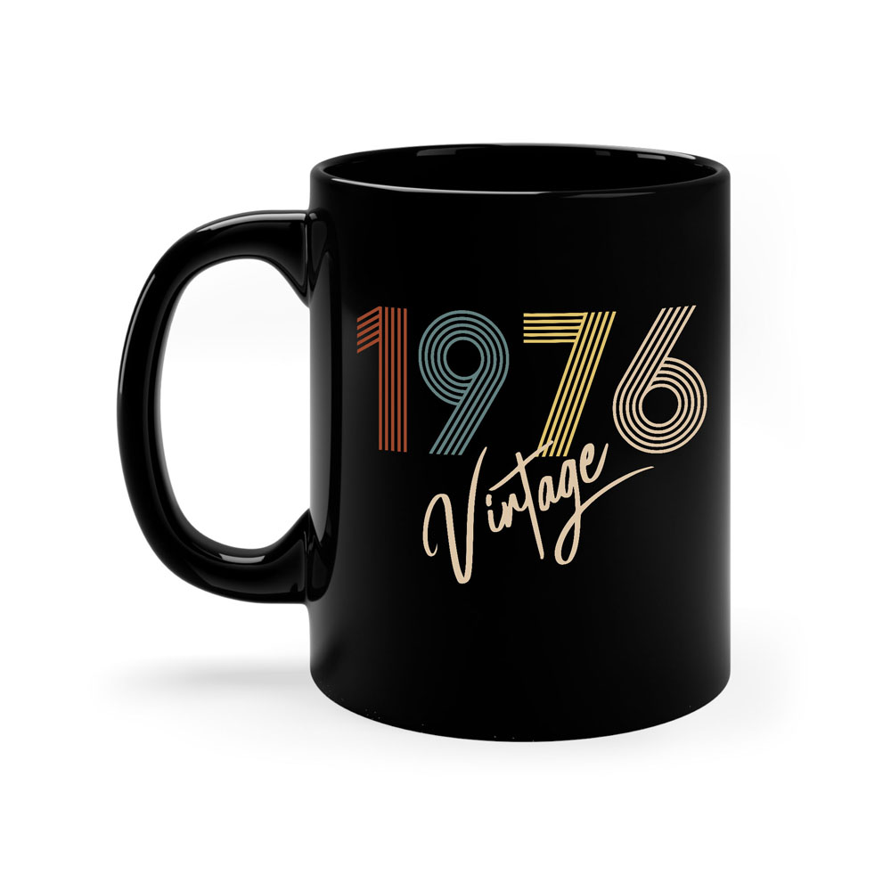 Limited Vintage 1976 Birthday Black Coffee Mug - variant image 1