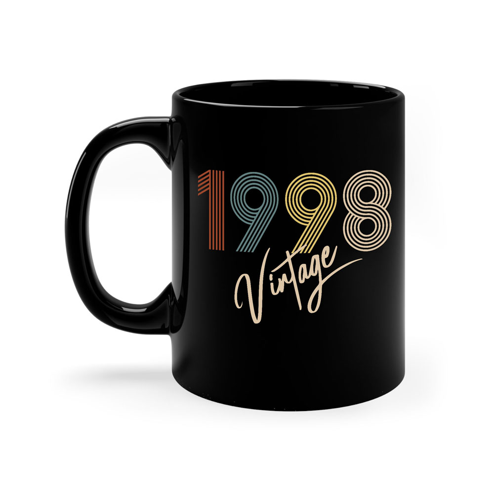 Limited Vintage 1998 Birthday Black Coffee Mug - variant image 1