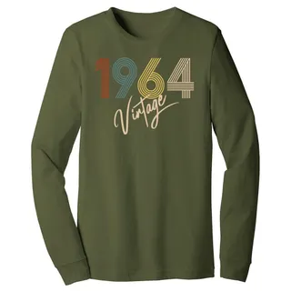 Limited Vintage 1964 Birthday Long Sleeve T-Shirt – Military Green