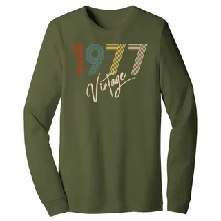 Limited Vintage 1977 Birthday Long Sleeve T-Shirt – Military Green