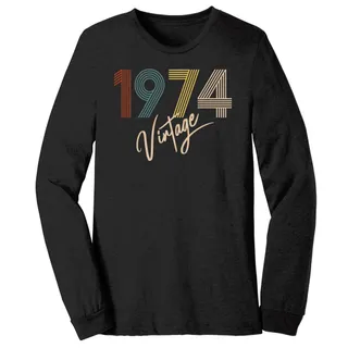Limited Vintage 1974 Birthday Long Sleeve T-Shirt – Black Heather