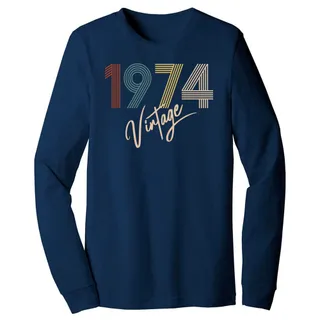 Limited Vintage 1974 Birthday Long Sleeve T-Shirt – Navy
