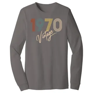 Limited Vintage 1970 Birthday Long Sleeve T-Shirt – Asphalt