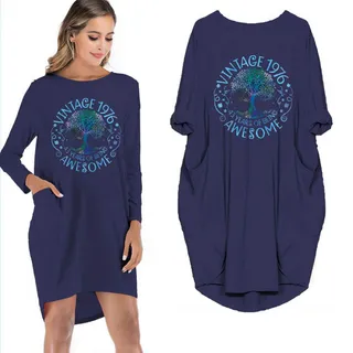 Birthday Outfits Awesome 1976 Limited Edition Pocket Dress – Blue