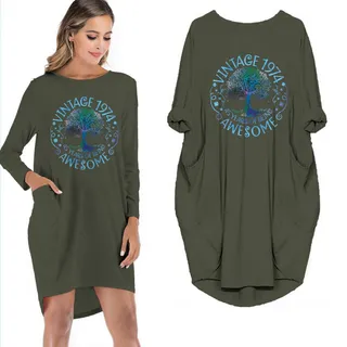 Birthday Outfits Awesome 1974 Limited Edition Pocket Dress – Green
