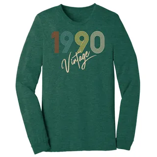 Limited Vintage 1990 Birthday Long Sleeve T-Shirt – Heather Forest