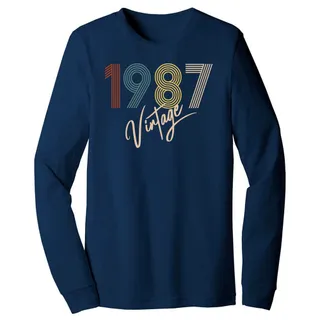 Limited Vintage 1987 Birthday Long Sleeve T-Shirt – Navy