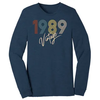 Limited Vintage 1989 Birthday Long Sleeve T-Shirt – Heather Navy