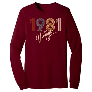 Limited Vintage 1981 Birthday Long Sleeve T-Shirt – Cardinal