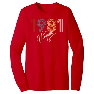 Limited Vintage 1981 Birthday Long Sleeve T-Shirt – Red