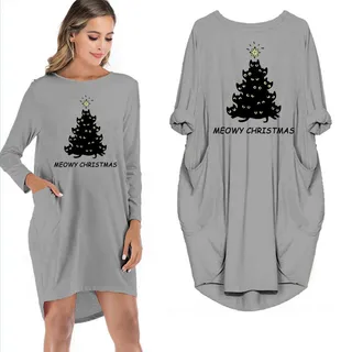 Meowy Christmas Limited Edition Pocket Dress – Grey