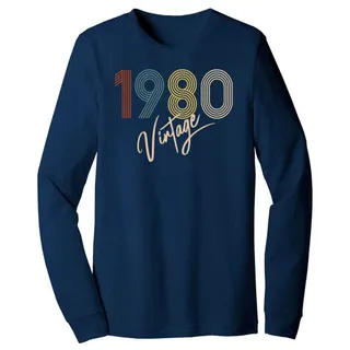 Limited Vintage 1980 Birthday Long Sleeve T-Shirt – Navy