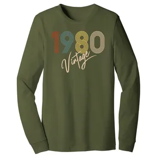 Limited Vintage 1980 Birthday Long Sleeve T-Shirt – Military Green