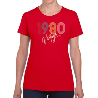 Limited Vintage 1980 Women's Birthday T-Shirt – Red