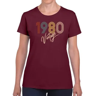 Limited Vintage 1980 Women's Birthday T-Shirt – Maroon
