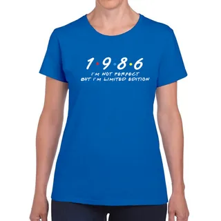 Not Perfect But Limited Edition 1986 Women's Birthday T-Shirt – Royal