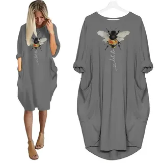 Let It Be Limited Edition Pocket Dress Hippie Clothes – Grey