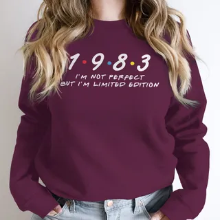 Not Perfect But Limited Edition 1983 Birthday Sweatshirt – Maroon