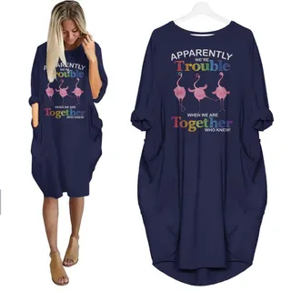 Apparently We're Trouble Limited Edition Pocket Dress – Blue