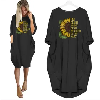 I'm Blunt Limited Edition Pocket Dress Sunflower T-shirt – Black