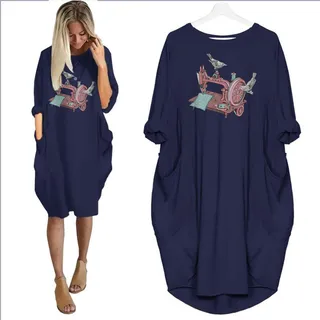 Sewing Machine Limited Edition Pocket Dress – Blue